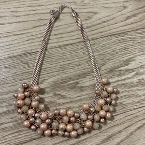 Unbranded Cluster Bib Necklace Womens OS Champagne Rose Gold Statement